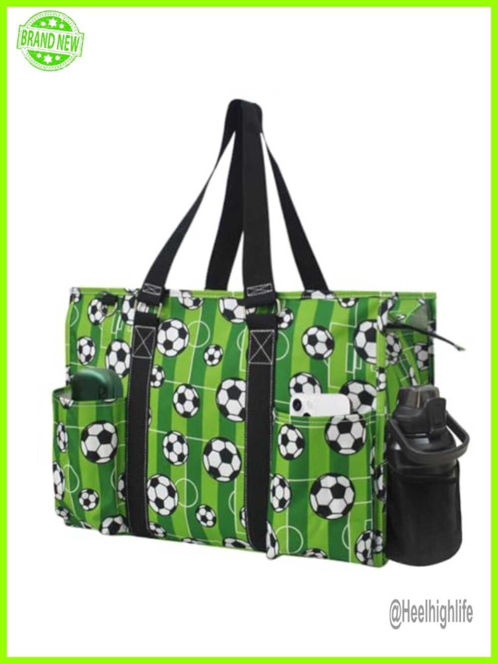 Work Tote Bag with Exterior Pockets, Large Canvas Teacher Nurse Bag